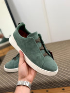 Zegna Suede Slip-On Sneakers (Green)