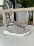 ZEGNA Triple Stitch™ Suede Slip-On Sneakers (Beige / Light Grey)