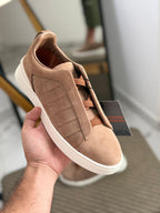 Ermenegildo Zegna CrocoPanel Suede Slip-On Sneakers