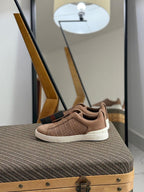 Ermenegildo Zegna CrocoPanel Suede Slip-On Sneakers