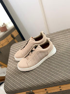 Zegna CrocoPanel Suede Slip-On Sneakers – Sand Beige Edition