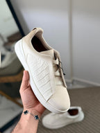 Zegna CrocoPanel Suede Slip-On Sneakers – Ivory Edition