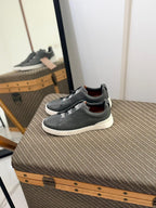 ZEGNA Triple Stitch™ Leather Sneakers – Slate Grey