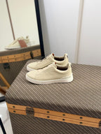 Zegna TerraFlex Smooth Leather Slip-On Sneakers – Cream Edition