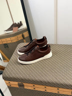 Zegna TerraFlex Smooth Leather Slip-On Sneakers – Espresso Brown Edition