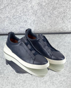 Zegna TerraFlex Smooth Leather Slip-On Sneakers – Navy Edition