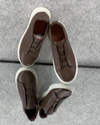 Zegna TerraFlex Smooth Leather Slip-On Sneakers – Mocha Brown Edition