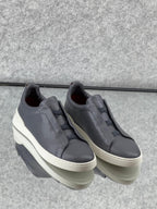 ZEGNA Triple Stitch™ Grey Leather Sneakers