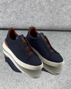 Zegna Navy Slip-On Sneakers