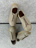 Zegna Beige Leather Slip-On Sneakers