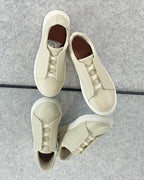 Zegna Cream Leather Slip-On Sneakers