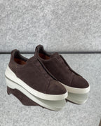 Zegna Brown Suede Slip-On Sneakers
