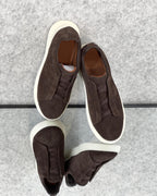 Zegna Brown Suede Slip-On Sneakers