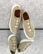 Zegna Beige Canvas Slip-On Sneakers