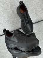 Zegna Black Leather Utility Slip-On Sneakers
