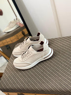 Loro piana Beige Suede Lace-Up Sneakers