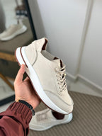 Loro piana Beige Suede Lace-Up Sneakers