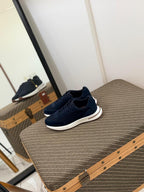 Loro piana Navy Mesh & Suede Sneakers