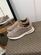 Loro piana Taupe Mesh & Suede Sneakers