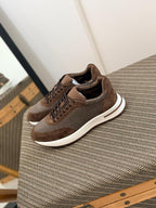 Loro piana Brown Mesh & Suede Low-Top Sneakers