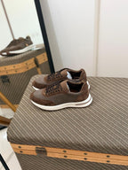 Loro piana Brown Mesh & Suede Low-Top Sneakers
