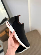 Loro piana Black Knit Slip-On Sneakers