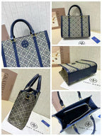 Tory Burch Ella T Monogram Small Tote (Tory Navy)