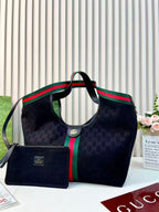 Gucci Ophidia GG Large Tote with Matching Pouch (Black Canvas)