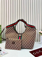 Gucci Ophidia GG Large Tote with Matching Pouch (Beige/Ebony & Brown)
