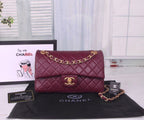 Chanel Classic Double Flap Bag (Burgundy Lambskin with Gold Hardware)