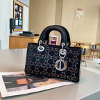 Dior Lady D-Joy Bag (Black Satin with Crystal Stud Cannage)