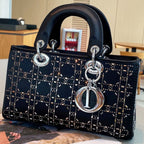 Dior Lady D-Joy Bag (Black Satin with Crystal Stud Cannage)