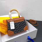 Goyard Saïgon Structured Bag (Black/Tan with Beechwood)