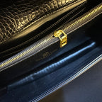 Valentino Garavani VLOGO Signature Chain Wallet (Black Croc-Embossed)