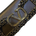 Valentino Garavani VLogo Loco Crystal-Embellished Leather Shoulder Bag (Black)
