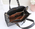 Gucci Ophidia Medium GG Tote Bag with Blue Leather Trim (Black/Grey GG Supreme with Black Leather)