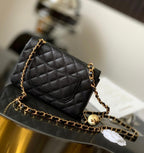 Chanel Mini Flap Bag with Pearl Crush (Black with Gold-Tone Hardware)