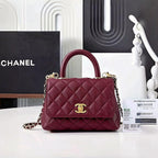 Chanel Small Coco Handle Bag (Burgundy with Gold Hardware)