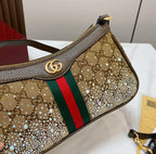 Gucci Ophidia Small Handbag with Crystals (Beige/Ebony GG Supreme)