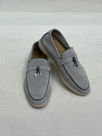 Loro Piana Summer Walk Loafer (Grey Suede / Black Piping)