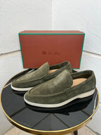 Loro Piana Summer Walk Loafers (Olive Green)