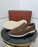 Loro Piana Summer Walk Loafer (Woven Beige Suede)