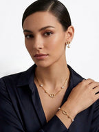 Dior Petit CD Jewelry Set (Gold-Finish Metal with White Resin Pearls and Crystals)
