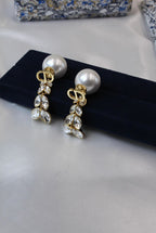 Dior Petit CD Baroque Jewelry Set (Gold-Finish Metal with White Crystals and Resin Pearls)