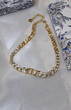Dior Petit CD Baroque Jewelry Set (Gold-Finish Metal with White Crystals and Resin Pearls)
