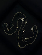 Chanel CC Heart & Pearl Long Sautoir Necklace (Gold/White/Crystal)