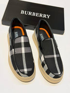 Burberry Check Canvas Slip-on Sneakers (Black/Grey)
