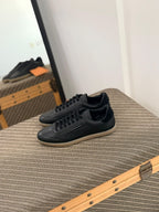 Zegna Triple Stitch Sneaker (Black Leather / Gum Sole)