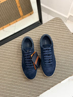 ZEGNA Valencia Suede Sneakers (Navy Blue / Gum Sole)