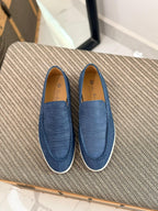 Loro Piana Summer Walk Loafers (Crocodile-Effect Blue)